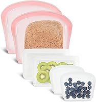 Vista 12 de Bolsa de almacenamiento de silicona reutilizable, paquete de 6 bolsas de bolsillo, aperitivos y sándwich, bolsas de silicona duraderas