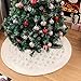 Produktbild DecroXmas Henrey Tech Weihnachtsbaum Rock Weißer Plüsch 90 cm Rund Weihnachtsbaumdecke Schneeflocken Mit Pailletten für Frohe Weihnachten Party Christbaumschmuck