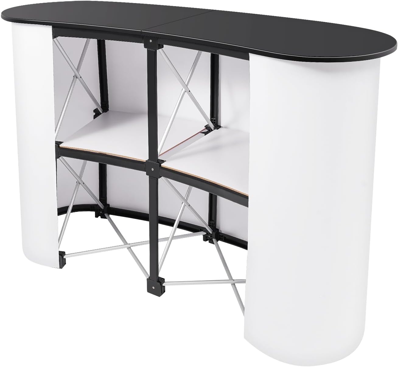 Portable Tradeshow Podium Table Podium Counter Table Stand Display Exhibition Counter Stand with 2 Storage Rack Promotion Retail Exhibition Trade Show Display, 52" x 16" x 35"