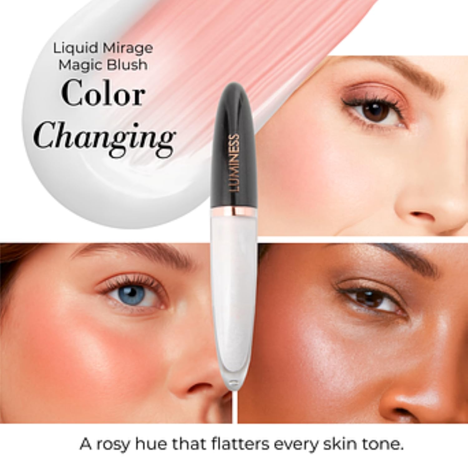 LUMINESS Liquid Mirage Magic Blush For Cheeks - Color Changing Liquid Blush, Skin care Infused Makeup w/Hyaluronic Acid & Vitamin E, Cheek Tint for Natural Flush, Hydrating, Buildable, All Skin Tones - Image 2