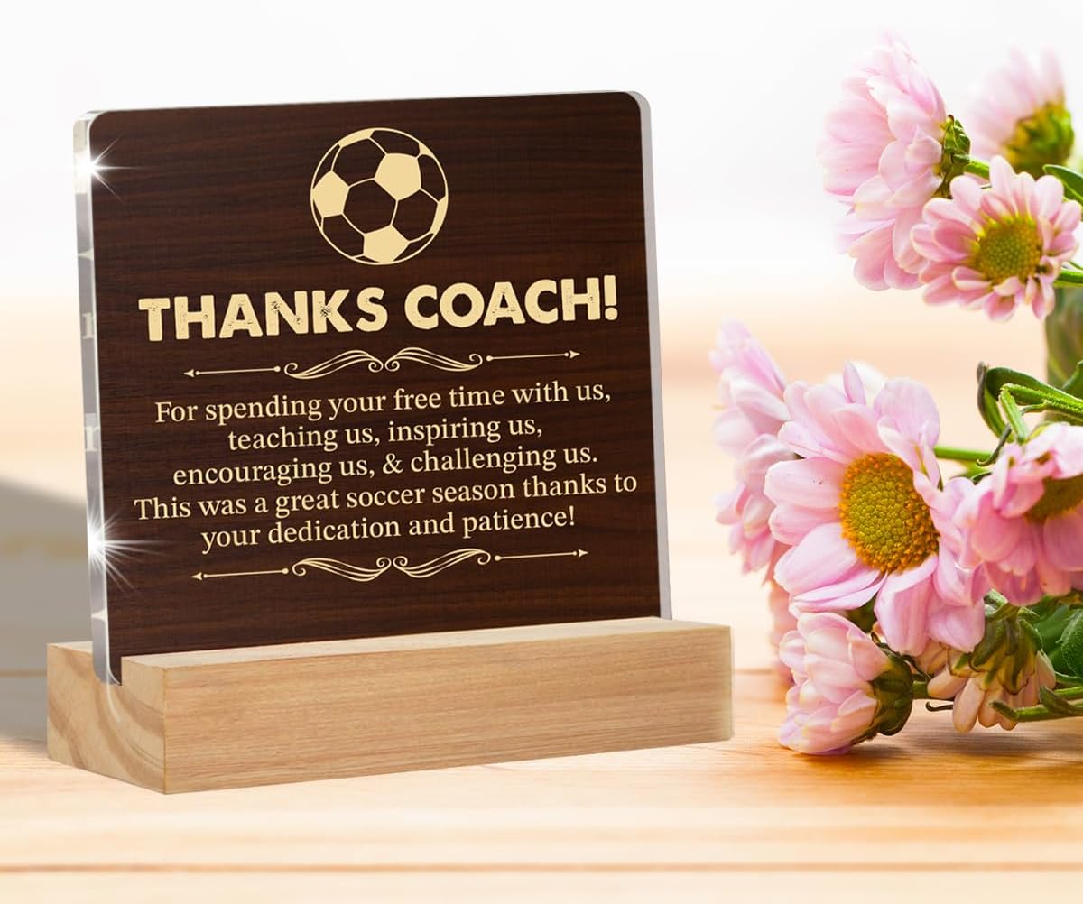 Best Soccer Coach Gifts for Men Women Appreciation Gifts for Soccer Coach, Thanks Coach Soccer Acrylic Desk Plaque Sign Keepsake 4 x 4 Inches - Image 6
