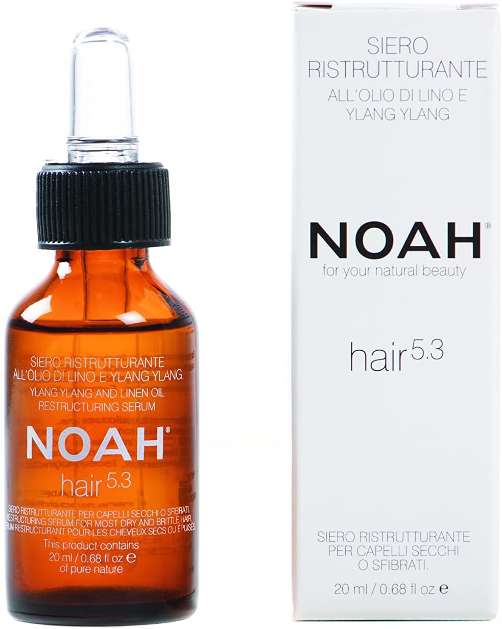 NoahNatural Hair 5.3 Restructuring Serum with Linseed Oil and Ylang-Ylang for Dry and Damaged Hair, Nourishing, Hydrating and Revitalising, Vegetarian, Cruelty-Free, Plant-Based Formula, 20ml