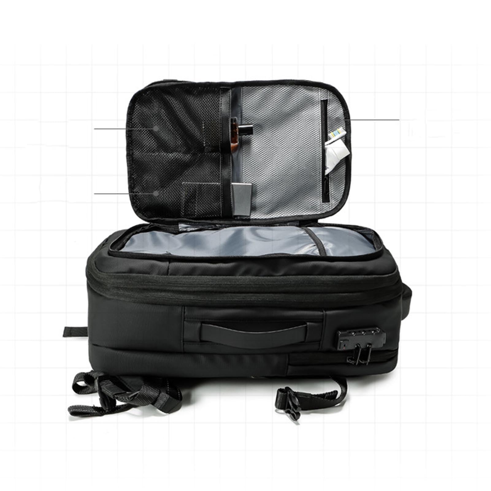 Mochila de Vacío de Tela Oxford Impermeable Expandible, Puerto de Carga USB con Bloqueo TSA, Mochila de Viaje con Sello Al Vacío, Ergonómica para Computadora Portátil para Mujeres y Hombres,