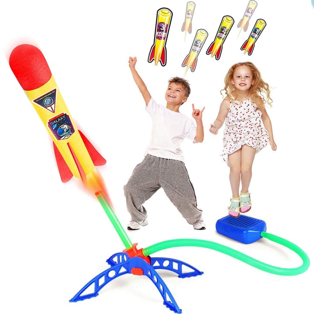 S SGTT PRO Toy Rocket Launcher for Kids with Sturdy Rocket Launchers, 6 Colorful Foam Rockets, Adjustable Stand with Stomp Launch Pad Fun Outdoor Toys for Boys and Girls