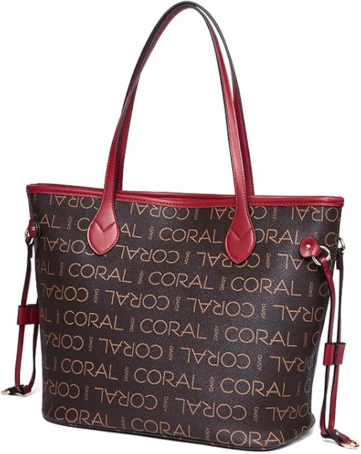 CORALDAISY Handbags for Ladies,Shopper Tote Bag with Zip Large Leather Designer Handbags & Shoulder Bags for Women School Work Travel