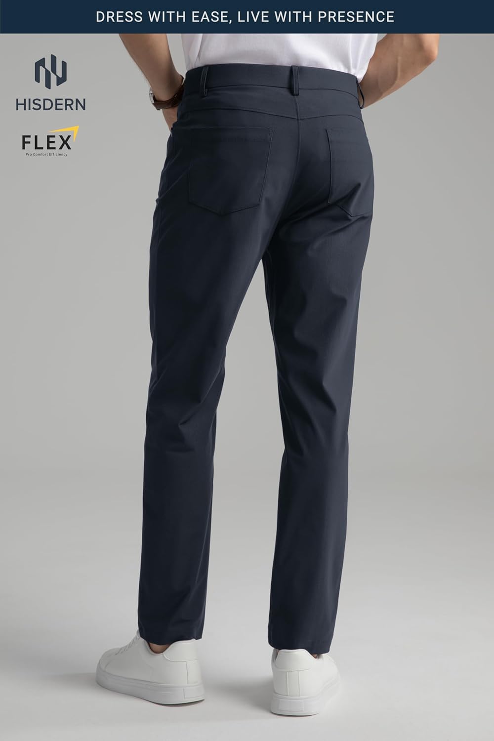 HISDERN Flex 503 Men's Slim Fit 5-Pockets Golf Pants 30"/32"/34" Stretch Quick Dry for Business Casual - Image 2