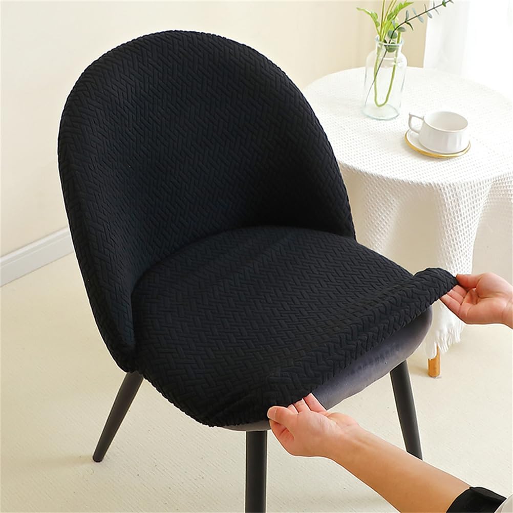 Dining Room Chair Cover Curved Back Chairs Slipcover Semi Circle Back Furniture Seat Protector for Kitchen Living Room Hotel,Black 4pcs