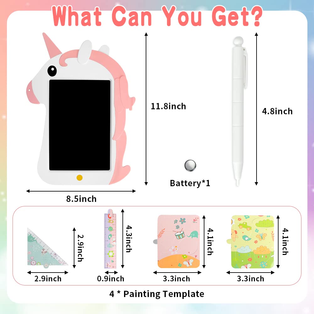 Jednorożec Zabawka dla chłopca Prezent LCD Tablet do rysowania, kolorowy DJLLA 8,5", magiczny łupek do pisania, 2, 3, 4, 5, 6, 7 lat, prezent urodzinowy, kalendarz adwentowy, zabawka edukacyjna