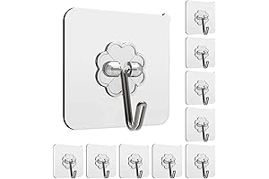 Adhesive Wall Hooks: No-Damage Hanging Solution, Withstands 13lbs
