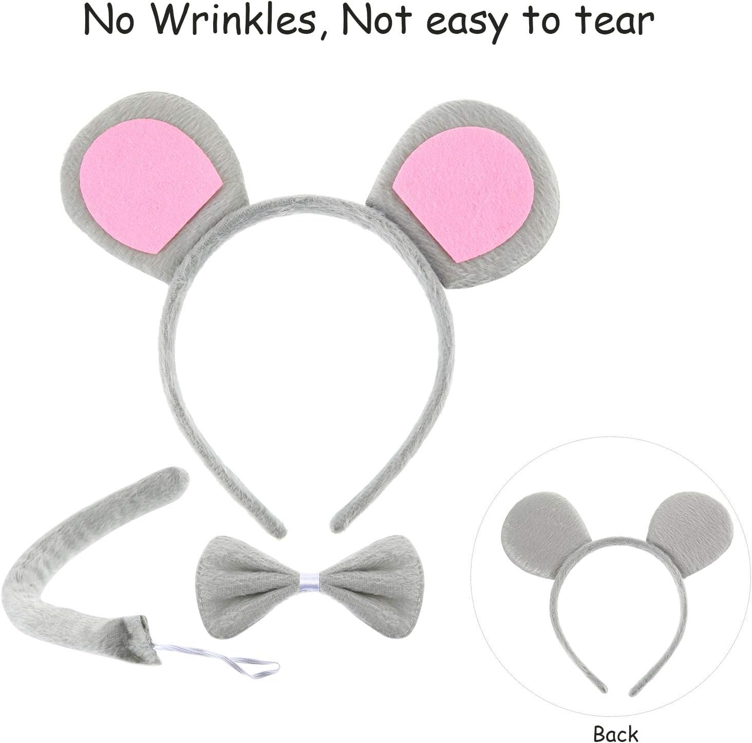 WILLBOND 9-Piece Mouse Theme Costume Set - Includes Ears, Bowtie, Tail for Halloween Cosplay or Party Decoration