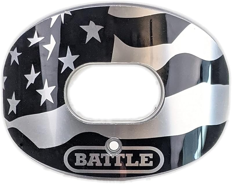Sports American Flag 2.0 Chrome Oxygen Mouthguard, Silver, Sliver | Maximum protection, Safe secure comfortable fit, Built-in airflow channels, Advanced composite material, No boiling required