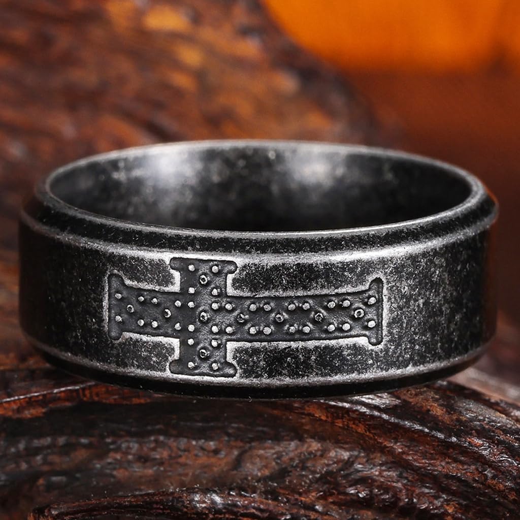 Jude Jewelers 8mm Retro Vintage Stainless Steel Christian Sideways Cross Wedding Band Religious Ring