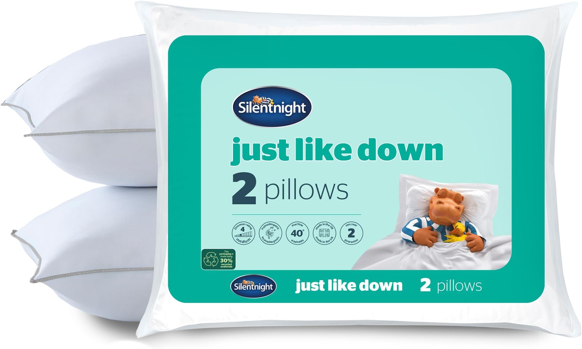 Silentnight Luxury Just Like Down Pillows 4 Pack Pack of 4 Hotel Bed