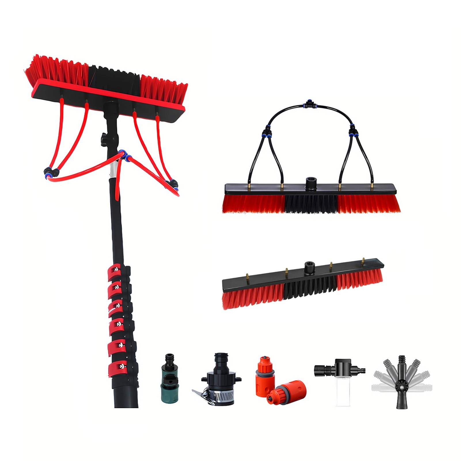 Carbon Fiber Window Cleaning Pole Kit with Water Fed Brush, Solar Panel Cleaning Kit,Professional Telescopic Cleaning System for Exterior Glass,Skylights,Roofs/Solar Panels(12.2m)