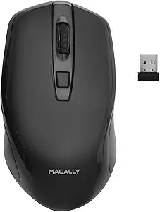 Macally 2.4G Wireless Mouse (Optical) with USB Cordless Mice Receiver - 6 Button and 3 Level Adjustable DPI - Works with Windows PC Notebook Laptops, Desktop Computers, Apple MacBook iMac, etc.