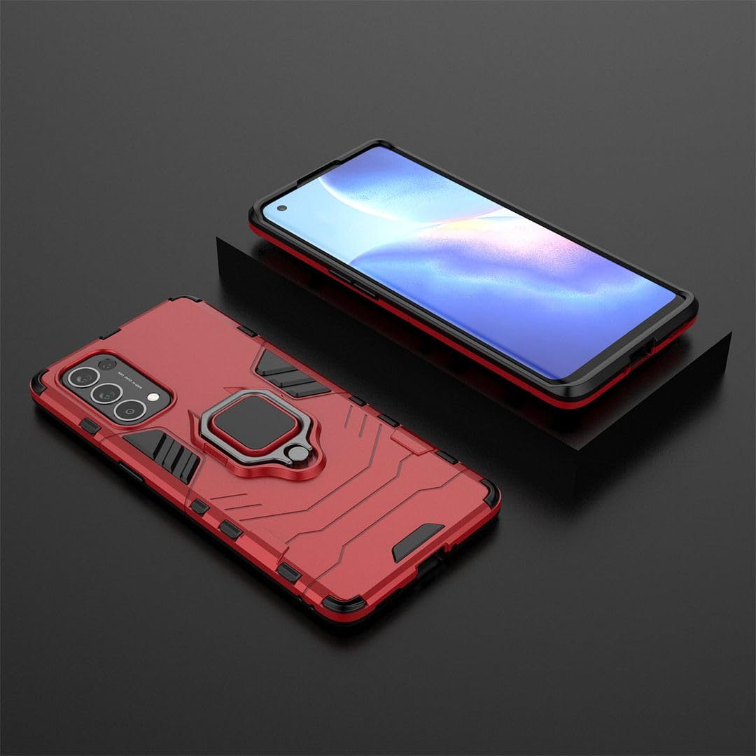 Case for Oppo Reno 6Z, Ring Kickstand Hybrid 2 in 1 [PC & Silicone