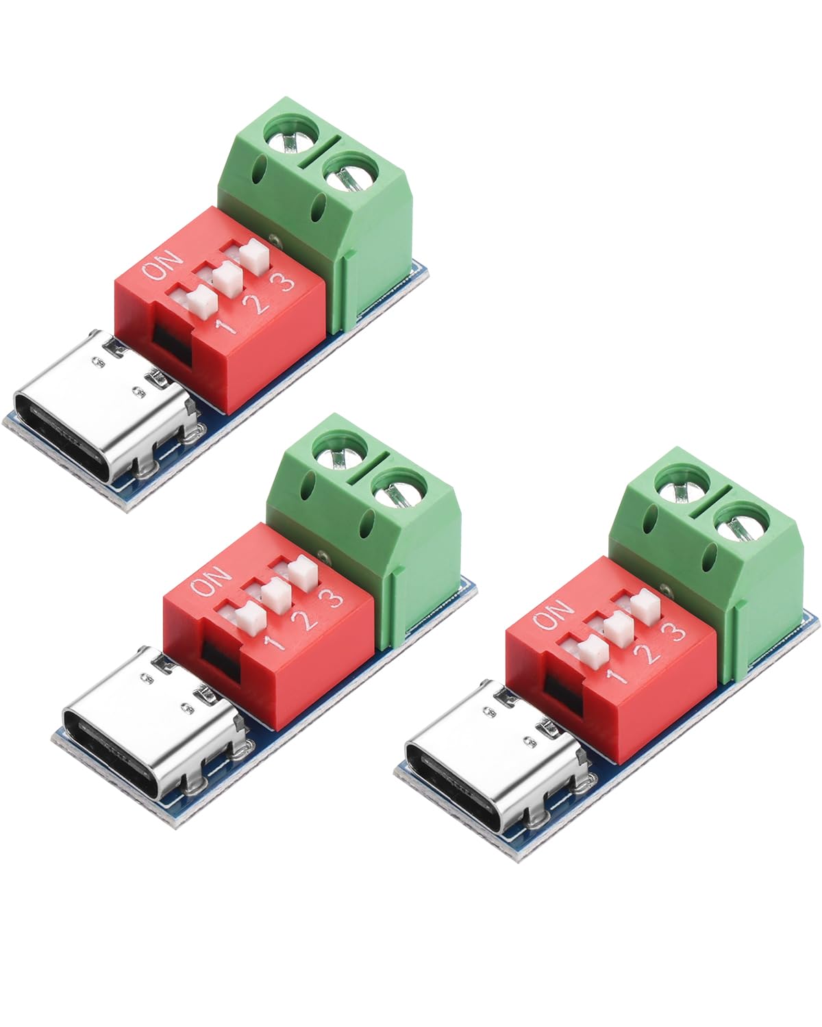 3 szt. USB-C PD/QC moduł płytki wyzwalającej, USB typu C do 5 V 9 V 12 V 20 V moduł Boost, adapter USB-C PD z regulowanym napięciem
