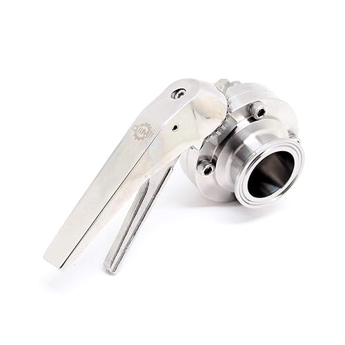 Miniatura 15 de QiiMii Válvula de mariposa sanitaria de acero inoxidable 304 con triple abrazadera con mango de gatillo y sello EPDM, tubo de 2 pulgadas OD