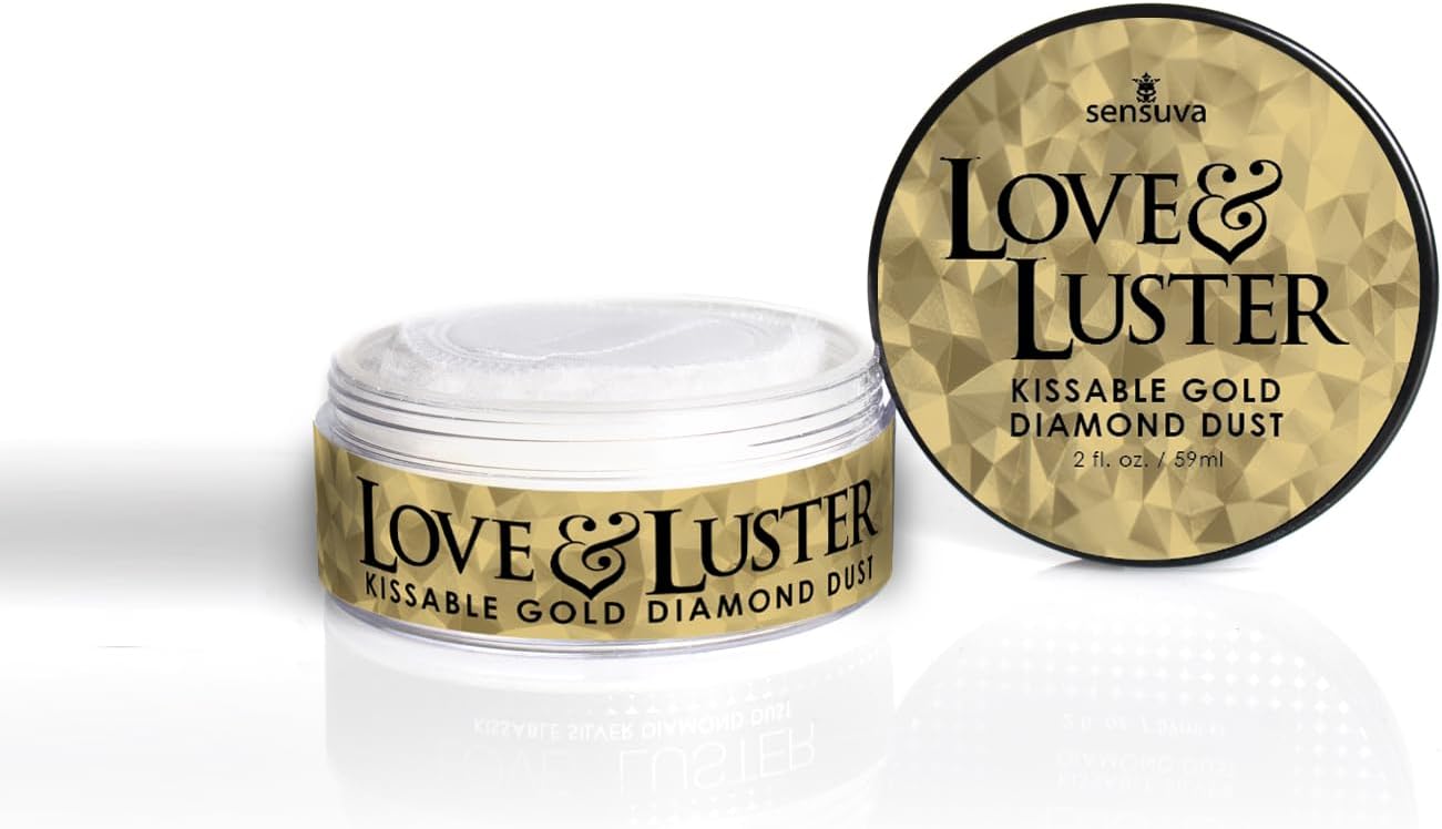 Sensuva Love & Luster Kissable Diamond Dust | Comes with Puffer 2 oz Jar Candy Scent & Flavored Highlighter, Mica Powder, Body Shimmer Face Highlighter Powder, Illuminator Party Festival (Silver)