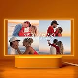 Cristal Plaque - Lámparas Personalizadas "TE QUIERO" con 4 Fotos | Lámpara para Fotos con Luz LED y Base de Madera | Regalo Pareja Mujer y Aniversario | Placa Metacrilato Personalizada | Decoración