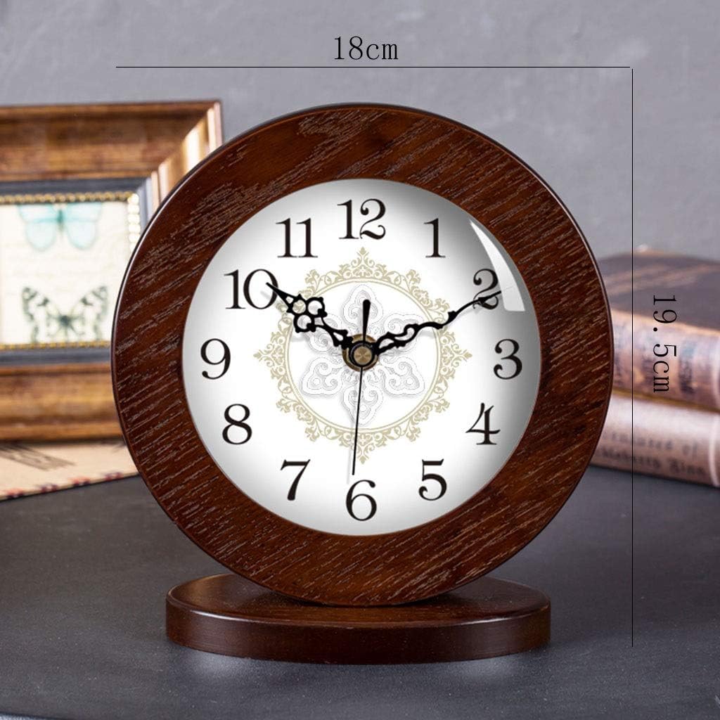 Retro Desk Clock Retro Table Clock/Deskclock -European Solid Wood Clock Simple Living Room Silent Table Clock Modern Bedroom Creative Pendulum Clock Table Clock (Size : 18 * 13 * 19.5cm/8in)
