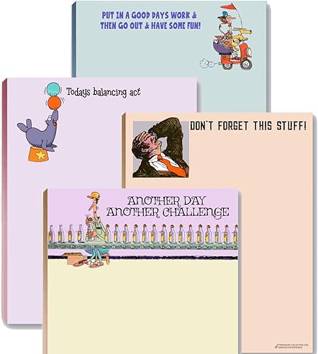 Stonehouse Collection Paquete de 4 divertidos blocs de notas surtidos, bloc de notas de lista de tareas diarias, bloc de notas, suministros de