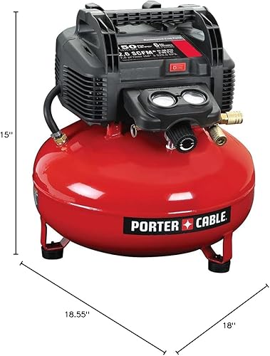 Miniatura 7 de PORTER-CABLE Compresor de aire, 6 galones, estilo Pancake, sin aceite (C2002-ECOM)