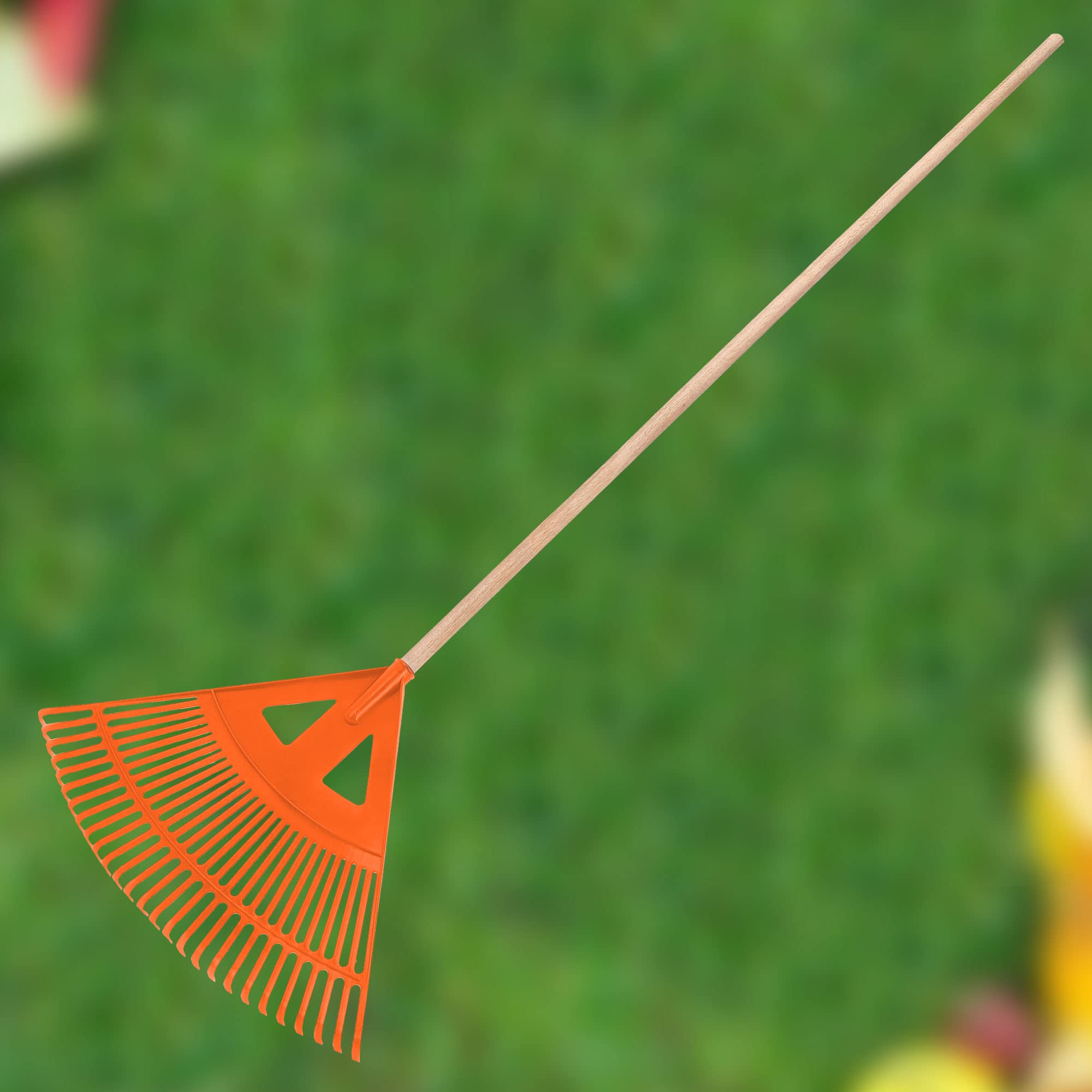KOTARBAU® Rastrello per Foglie - Plastica - 58 cm - Arancione - Rastrello Giardino - con Manico - Rastrelli - per Foglie - Erba - Siepi Leggero - Resistente - Universale