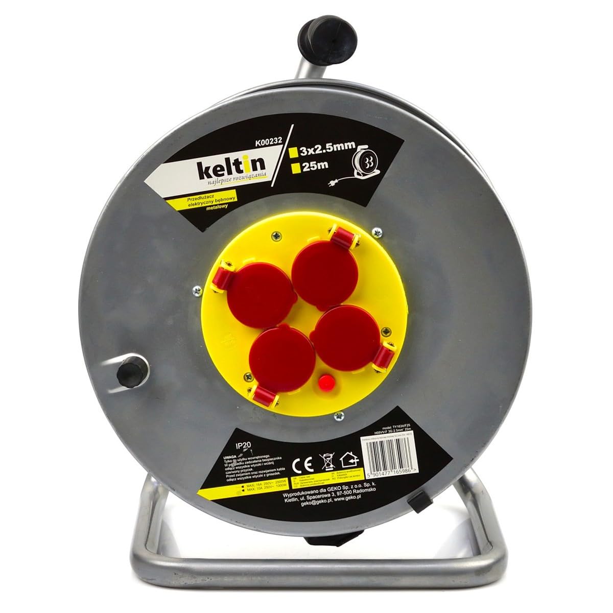 Carrete eléctrico 4 tomas 16A IP20 - Cable H05VV-F 3G 2,5mm² 25m