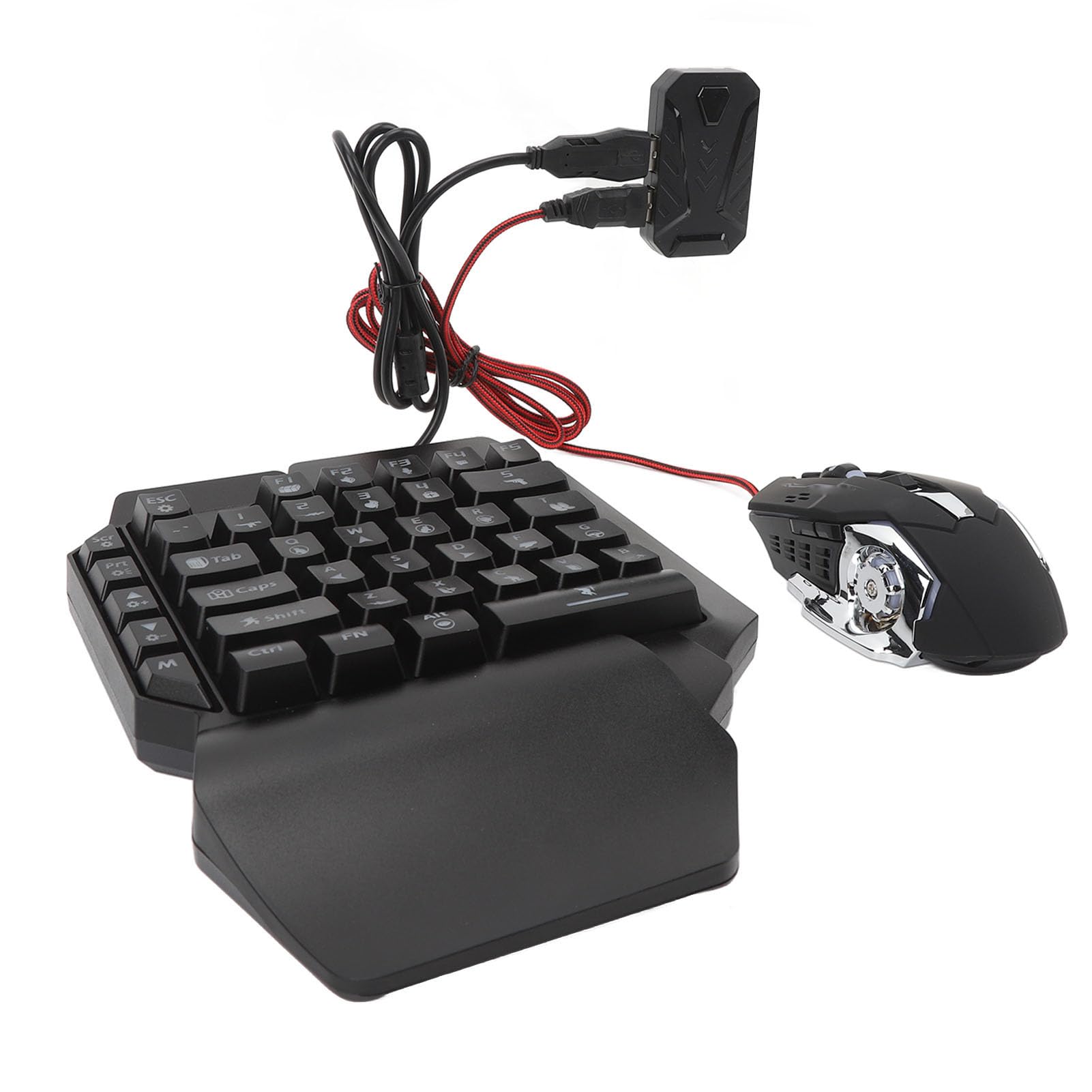 Paquete Combinado de Juegos Móviles 4 en 1, Juego de Convertidor de Teclado y Mouse para Mix Pro, Teclado para Juegos con una Mano, Mouse para RGB, Soporte para Teléfono, Carga Rápida 5V 2A,