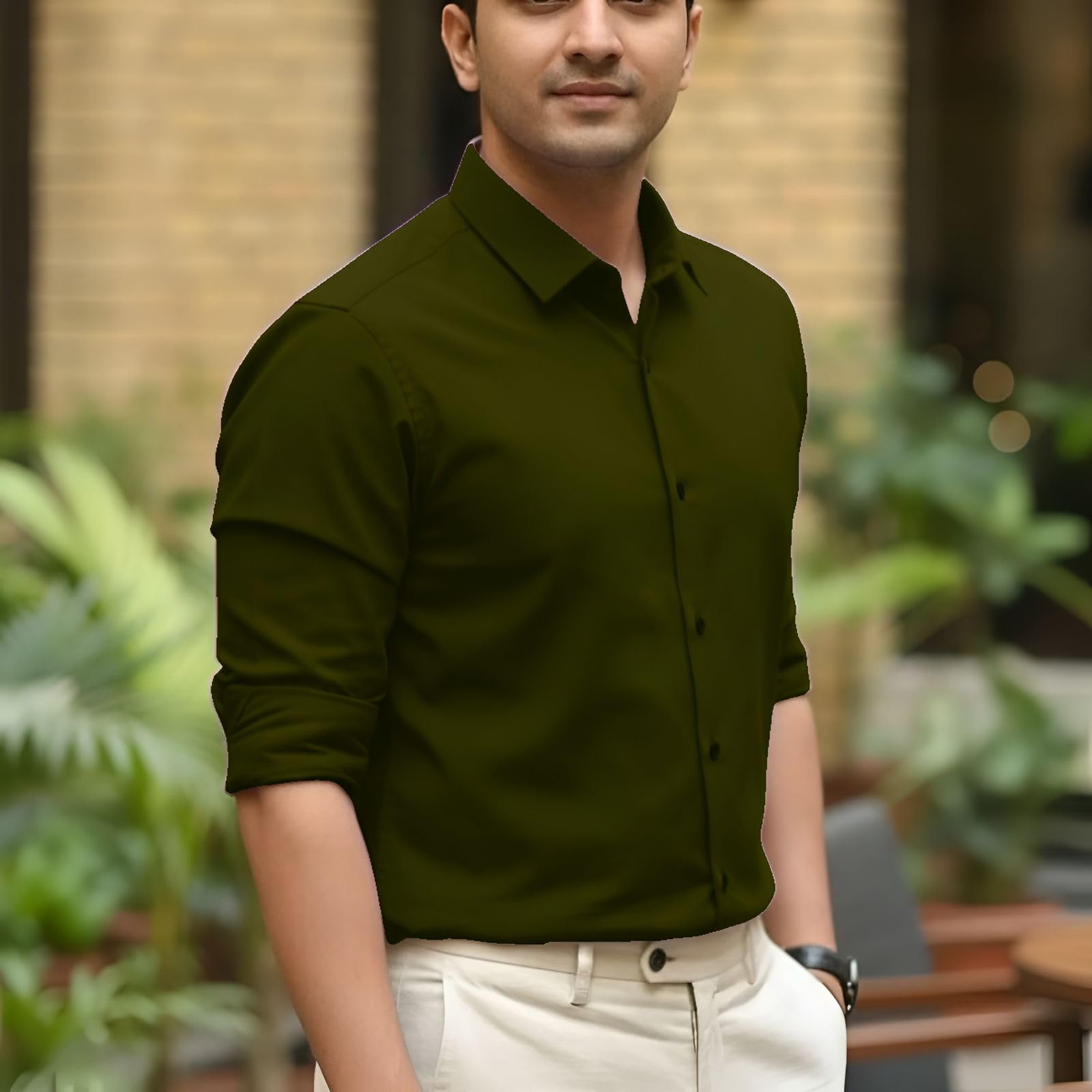 Men’s Casual Cotton Blend Shirt | Regular Fit | Full Sleeve | Solid Design-picture-15