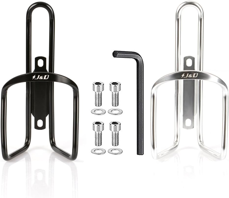 J&D 2-Pack Water Bottle Cage, Lightweight Aluminum Alloy Bicycle Cycling Water Bottle Holder Cage