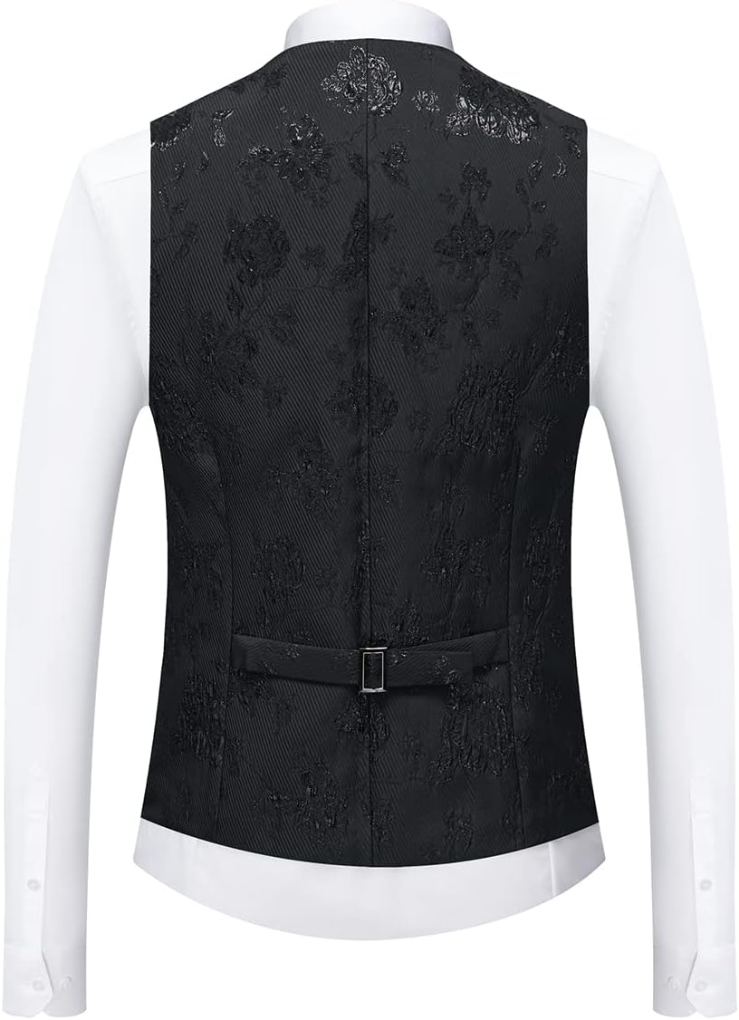 Tuxedo Suits for Men 3 Piece Regular Fit Suit Floral Pattern Blazer Jacket Waistcoat Pants Men Suit Set for Wedding - Image 6