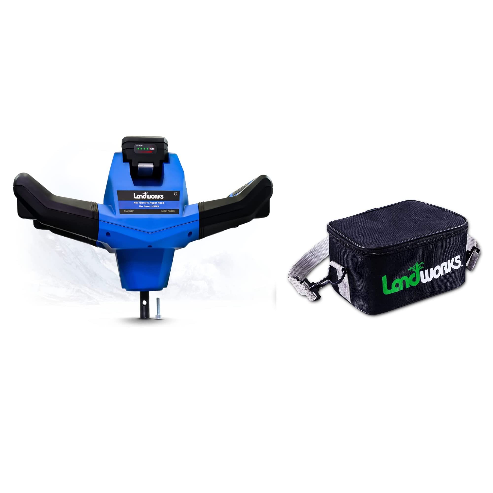Landworks Earth Ice Auger Power Head Brushless Motor 2Ah Battery & Battery Bag