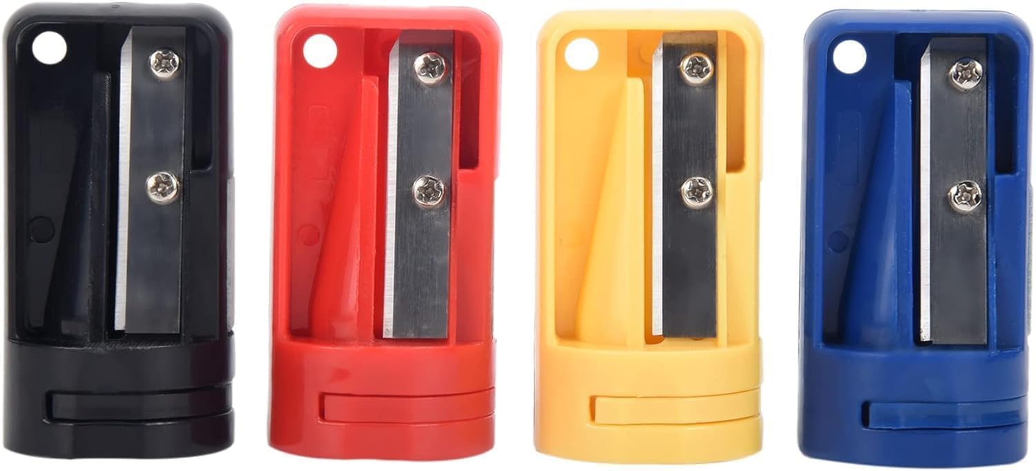 4 Pack Multicolor Carpenter Pencil Sharpener- Manual Pencil Sharpener for Flat Carpenter Pencils Portable Pencil Sharpening Tool Pencil Sharpeners Pencil Sharpeners