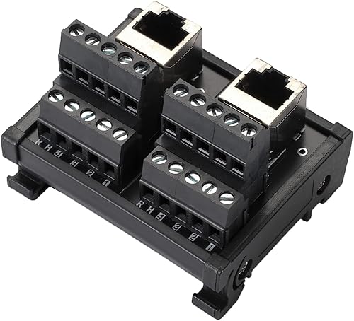 Placa de distribución de conector Ethernet de montaje en riel DIN RJ45 8P8C, conector de bloque de terminales de conector vertical RJ45