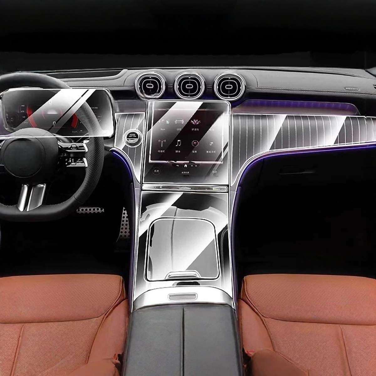 Car Interior Center Console Dashboard Navigation TPU Protector Film Anti-Scratch, for Benz GLC 2024 2025
