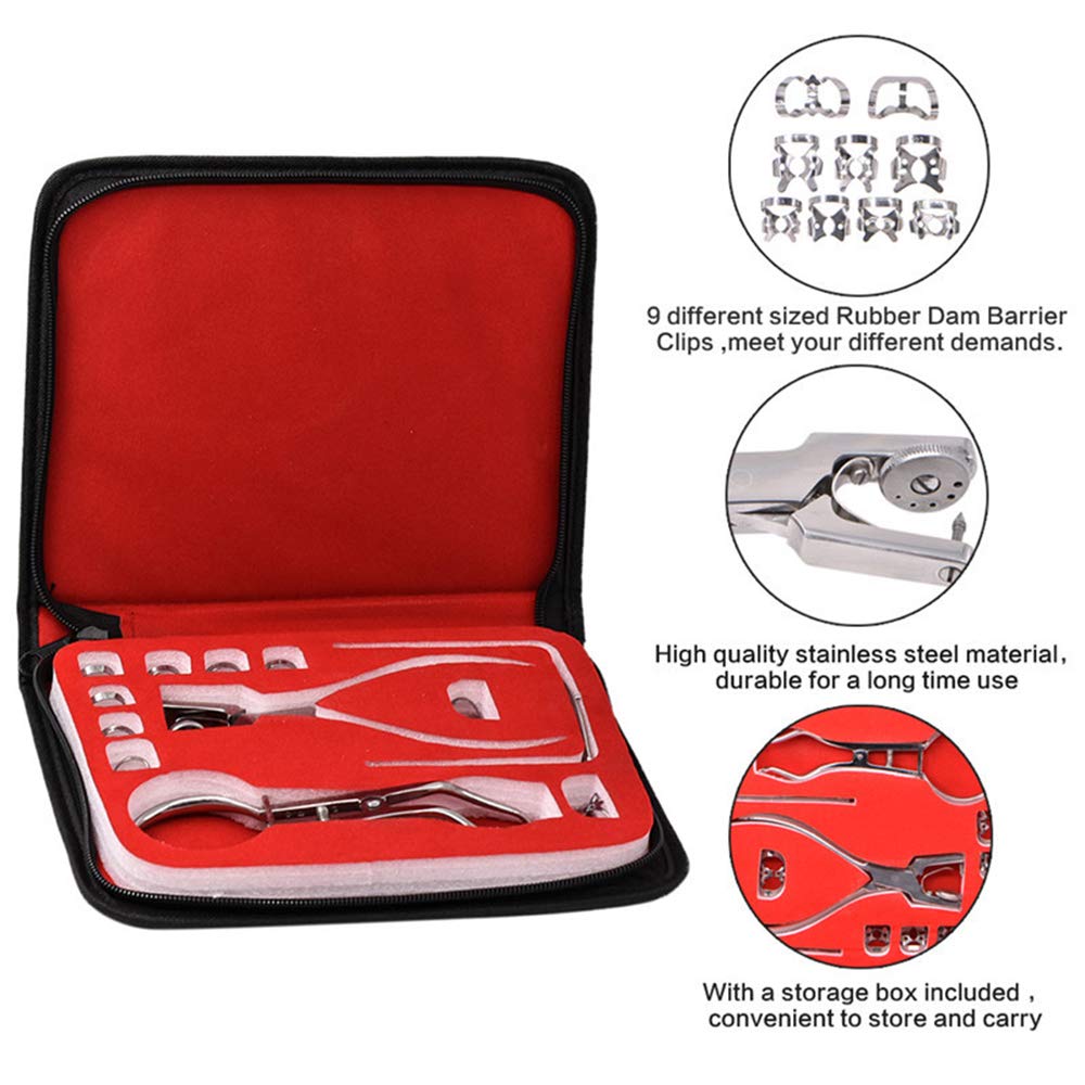 Dental Kofferdam Kit, Kofferdam Perforator Puncher, Zahnpflege Zange KFO-Material, Zahnarzt Laborgerät, Mit Aufbewahrungstasche, 1 Set