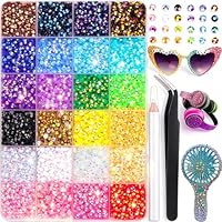 Glitzersteine Bedazzler Kit, 3mm Harz-Jelly-Strasssteine in Regenbogenfarben, Flachrücken-Strasssteine für DIY, Basteln, Nagelkunst, Kleidung & Schuhe, inklusive Pinzette