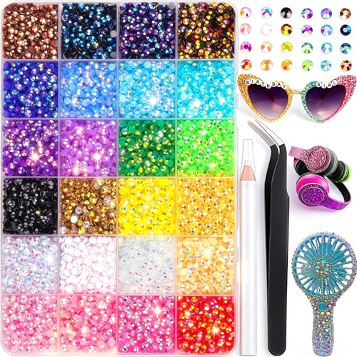Glitzersteine Bedazzler Kit, 3mm Harz-Jelly-Strasssteine in Regenbogenfarben, Flachrücken-Strasssteine für DIY, Basteln, Nagelkunst, Kleidung & Schuhe, inklusive Pinzette