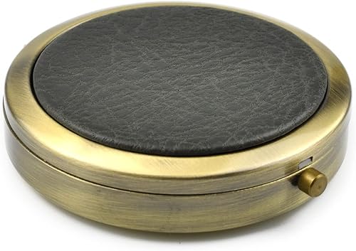 Miniatura 5 de Pastillero compacto retro con espejo para bolso organizador de medicamentos de viaje (amarillo)