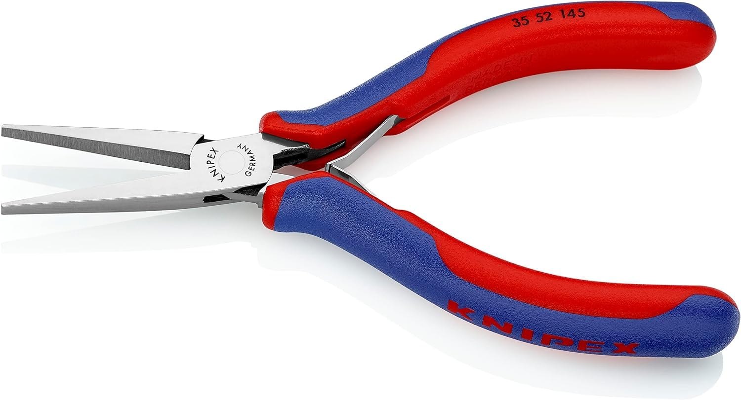 KNIPEX Elektronik-Greifzange mit durchgestecktem Gelenk mit Mehrkomponenten-Hüllen 145 mm, 35 52 145