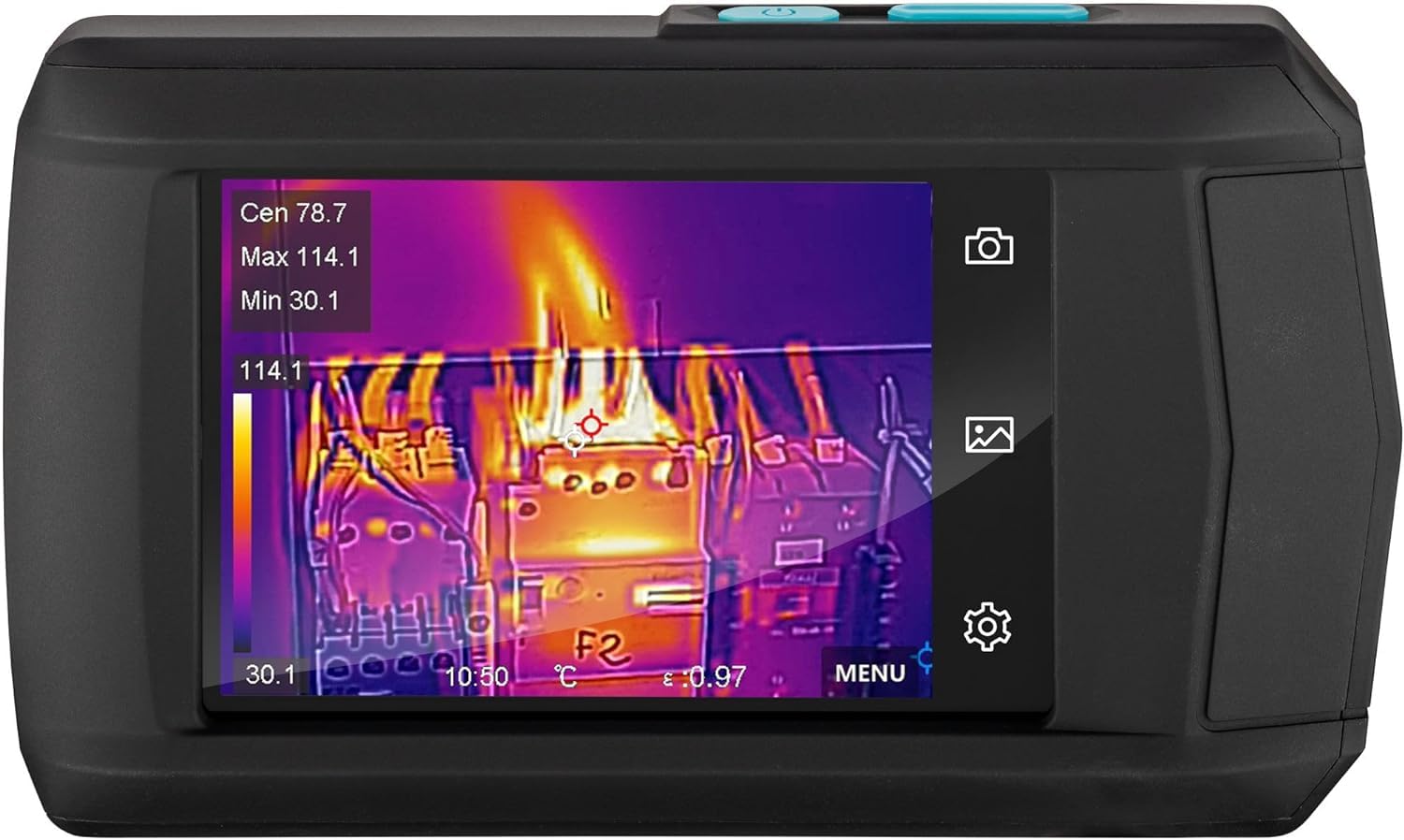 HAZET Cámara termográfica 1992-2, pantalla táctil LCD de 3,5 pulgadas, resolución térmica de 256 x 192 píxeles, para diagnóstico de edificios, instalaciones eléctricas, fontanería