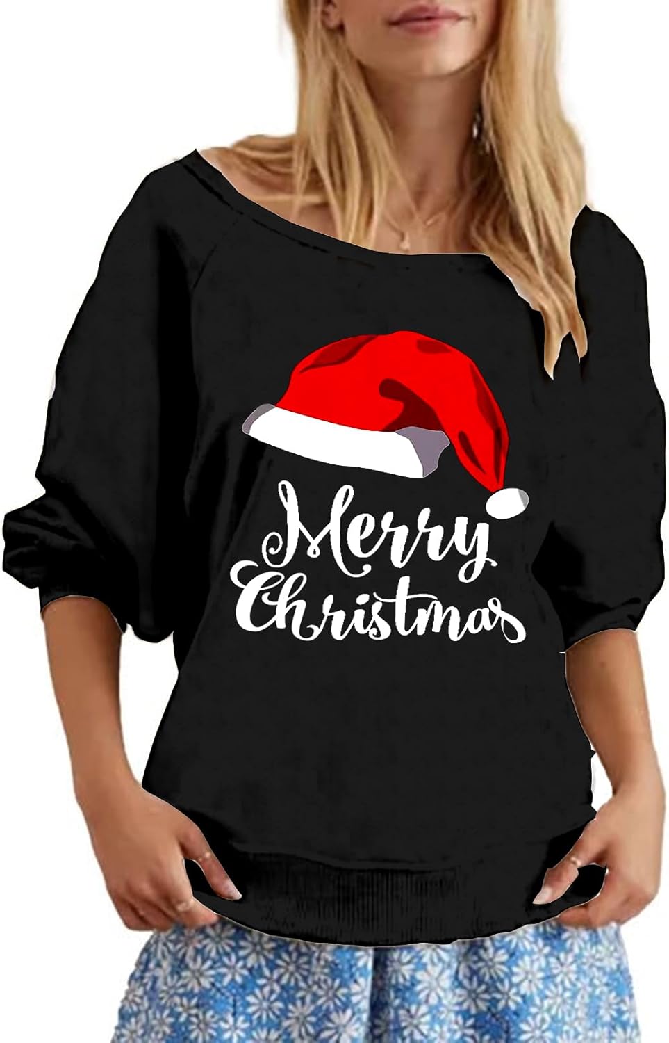 Roshop St Patricks Day Shirts Women Off Shoulder Long Sleeve Slouchy Lucky Irish Shamrock Holiday Sweatshirts - Image 2