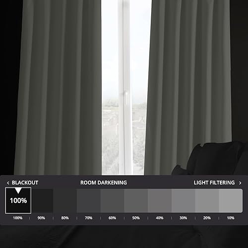 Miniatura 2 de HPD HALF PRICE DRAPES Cortinas opacas sólidas con aislamiento térmico para dormitorio, 108 pulgadas de largo (1 panel), cortinas opacas de lino para