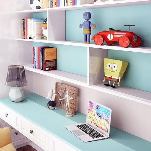 Miniatura 5 de Livelynine Papel tapiz autoadhesivo de 15.8 x 197 pulgadas para despegar y pegar, papel adhesivo azul, decorativo, impermeable, para habitación de