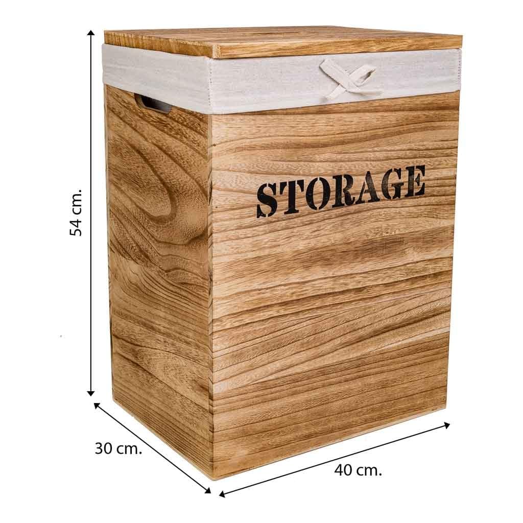 WANDERLUST DECO Cestos Ropa de Madera Set 2 pzas 40x30x54-34x26x47