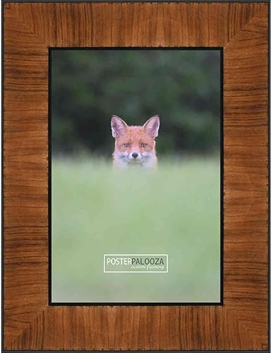 5x7 Contemporary Honey Pecan Complete Wood Picture Frame with UV Acrylic Plexiglass, Foam Board Backing & Hardware Included - 5x7 Inch Frame