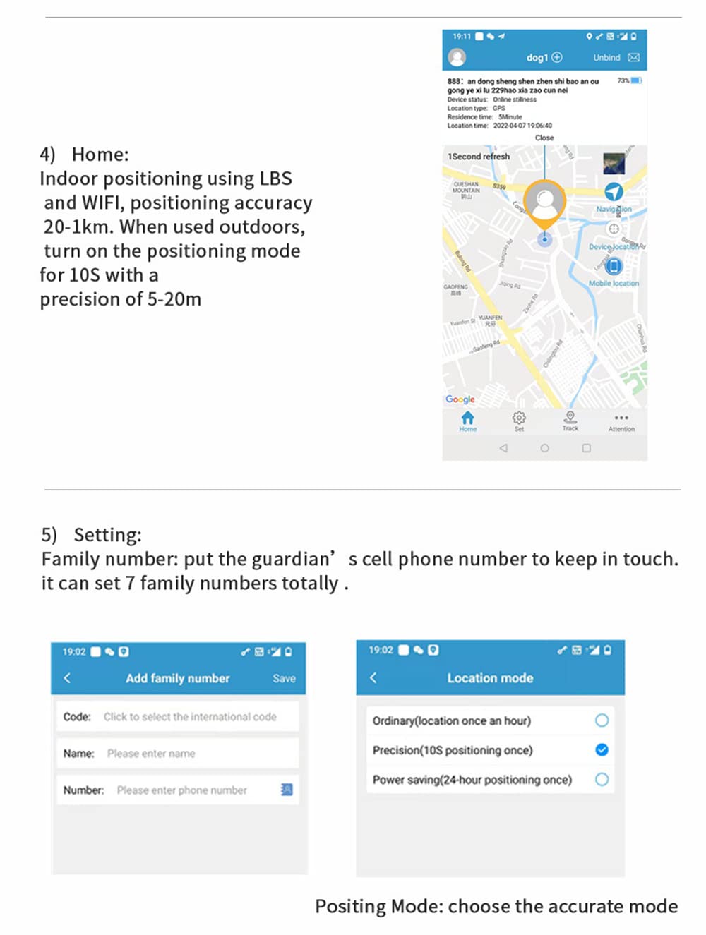 SagaSave Collare GPS Tracker ricaricabile per animali domestici, impermeabile Callback USB Charging Tracking Alarm Smart Anti-Lost Location Device per animali domestici
