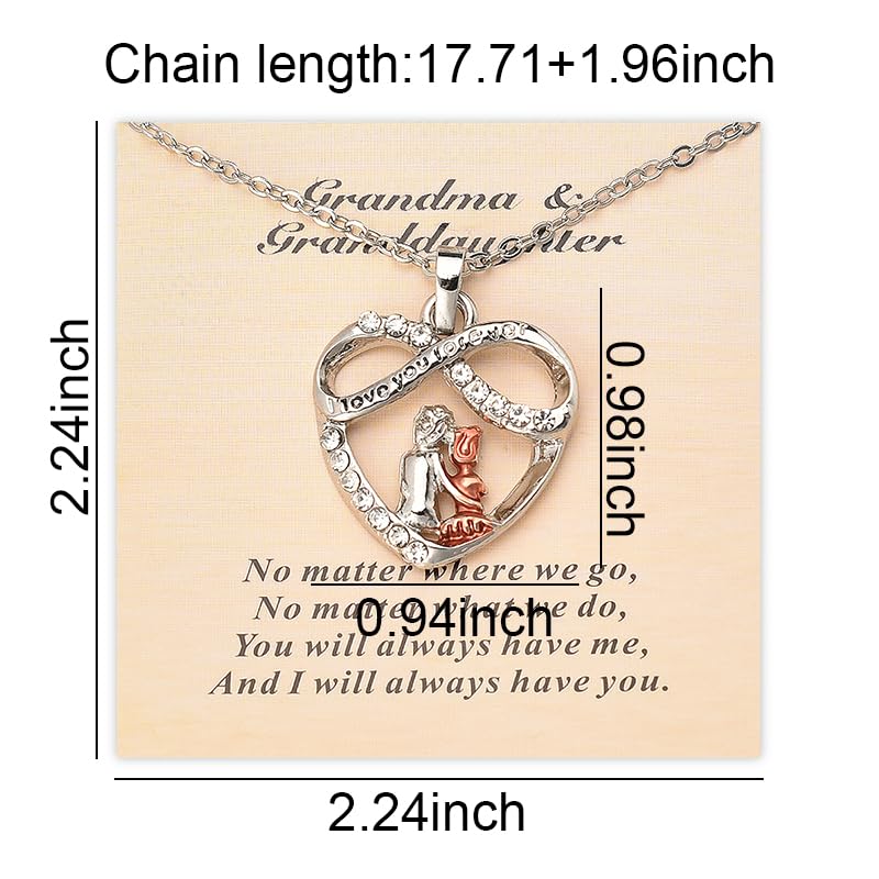 Grandma's Heart Necklace for Granddaughter & Nana - Long Distance Gift with Card 6
